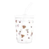 Copo de Vidro Lyor Com Tampa e Canudo Bee 360ml