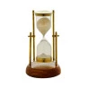 Ampulheta Wolff Decorativa Metal e Madeira Dourada 20x11cm