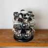 Conjunto 12 Potes Wolff Vidro e Base Giratória Preta