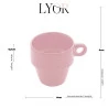 Xicara Para Café Lyor Cerâmica Empilhável Rosa 90Ml 