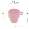 Xícara Para Café Lyor Cerâmica Empilhável Rosa 210Ml