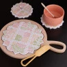 Conjunto Lyor 3 Peças p/ Queijo C/ Tabua e Faca Floral Bambu