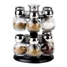 Conjunto 12 Potes Wolff Vidro e Base Giratória Preta