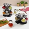 Conjunto 12 Potes Wolff Vidro e Base Giratória Preta