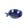 Cjnt 4 Peixes Decorativos Wolff Cerâmica Ocean Azul 20x14cm