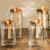 Pote Quadrado de Vidro Lyor C/ Colher de Bambu 1,15l