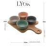 Conjunto Petisqueira Com Bandeja Lyor De Bambu E 4 Peças