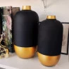 Vaso Btc de Vidro Preto e Dourado Bc0118