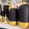 Vaso Btc de Vidro Preto e Dourado Bc0118